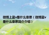 微博上蓝v是什么意思（微博蓝v是什么意思简介介绍）