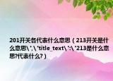 201开关各代表什么意思（213开关是什么意思