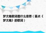 梦太晚歌词是什么意思（董贞《梦太晚》的歌词）