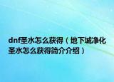 dnf圣水怎么获得（地下城净化圣水怎么获得简介介绍）