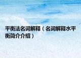 平衡法名词解释（名词解释水平衡简介介绍）