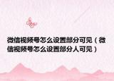 微信视频号怎么设置部分可见（微信视频号怎么设置部分人可见）