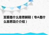 至爱是什么意思解释（专A是什么意思简介介绍）