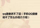 qq语音讲不了话（手机QQ语音说不了怎么办简介介绍）