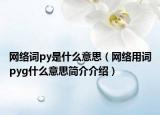网络词py是什么意思（网络用词pyg什么意思简介介绍）