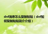 dnf消息怎么复制粘贴（dnf如何复制粘贴简介介绍）