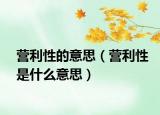 营利性的意思（营利性是什么意思）