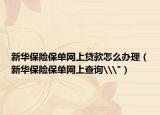 新华保险保单网上贷款怎么办理（新华保险保单网上查询\