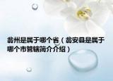 翁州是属于哪个省（翁安县是属于哪个市管辖简介介绍）