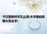 今日更新梓字怎么读(木字旁的高雅女孩名字)