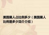 美国黑人占比例多少（美国黑人比例是多少简介介绍）