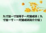 九寸加一寸加等于一尺猜成语（九寸加一寸＝一尺猜成语简介介绍）