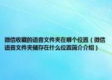 微信收藏的语音文件夹在哪个位置（微信语音文件夹储存在什么位置简介介绍）