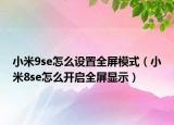 小米9se怎么设置全屏模式（小米8se怎么开启全屏显示）