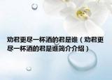 劝君更尽一杯酒的君是谁（劝君更尽一杯酒的君是谁简介介绍）