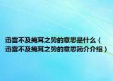 迅雷不及掩耳之势的意思是什么（迅雷不及掩耳之势的意思简介介绍）