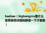 baebae（bigbangmv是什么意思麻烦详细给解读一下子谢谢）