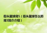 街头篮球背1（街头篮球怎么防背2简介介绍）