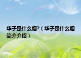 华子是什么烟?（华子是什么烟简介介绍）