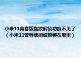 小米11青春版指纹解锁功能不见了（小米11青春版指纹解锁在哪里）