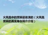 火凤凰中的黑猫是谁演的（火凤凰黑猫的真实身份简介介绍）