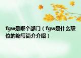 fgw是哪个部门（fgw是什么职位的缩写简介介绍）