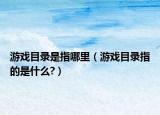 游戏目录是指哪里（游戏目录指的是什么?）