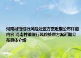 河南村镇银行风险处置方案近期公布详细内容 河南村镇银行风险处置方案近期公布具体介绍