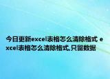 今日更新excel表格怎么清除格式 excel表格怎么清除格式,只留数据
