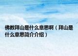 佛教拜山是什么意思啊（拜山是什么意思简介介绍）