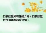 口袋妖怪所有性格介绍（口袋妖怪性格有哪些简介介绍）