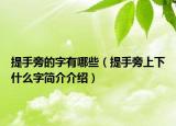 提手旁的字有哪些（提手旁上下什么字简介介绍）