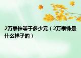 2万泰铢等于多少元（2万泰铢是什么样子的）