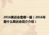 2016奥运会是哪一届（2016年是什么奥运会简介介绍）