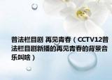普法栏目剧 再见青春（CCTV12普法栏目剧新播的再见青春的背景音乐叫啥）