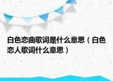 白色恋曲歌词是什么意思（白色恋人歌词什么意思）