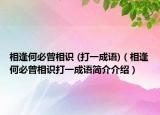 相逢何必曾相识 (打一成语)（相逢何必曾相识打一成语简介介绍）
