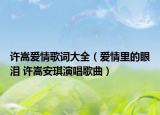 许嵩爱情歌词大全（爱情里的眼泪 许嵩安琪演唱歌曲）