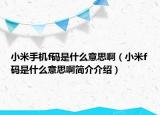 小米手机f码是什么意思啊（小米f码是什么意思啊简介介绍）