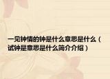 一见钟情的钟是什么意思是什么（试钟是意思是什么简介介绍）