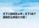 天下三游戏怎么样（天下3这个游戏怎么样简介介绍）