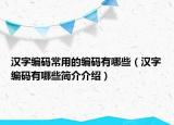 汉字编码常用的编码有哪些（汉字编码有哪些简介介绍）
