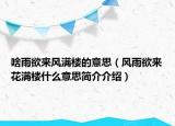 啥雨欲来风满楼的意思（风雨欲来花满楼什么意思简介介绍）