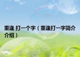 重逢 打一个字（重逢打一字简介介绍）