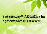 badgateway手机怎么解决（badgateway怎么解决简介介绍）