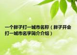 一个胖子打一城市名称（胖子开会打一城市名字简介介绍）