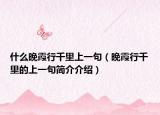 什么晚霞行千里上一句（晚霞行千里的上一句简介介绍）