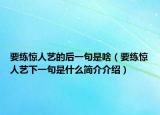 要练惊人艺的后一句是啥（要练惊人艺下一句是什么简介介绍）