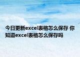 今日更新excel表格怎么保存 你知道excel表格怎么保存吗