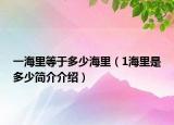 一海里等于多少海里（1海里是多少简介介绍）